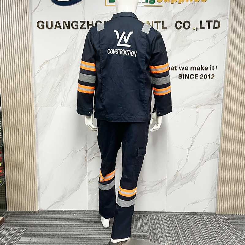 High-Visibility Construction Work Uniform with Reflective Strips Custom Logo Workwear long Sleeve Work Clothes