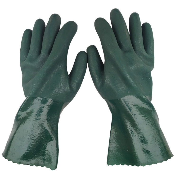 Finishing Waterproof Oil Chemical Resistant Green Industrial PVC Gloves
