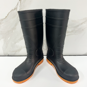 Anti-Slip Black Rubber Work PVC Farm Rain Boot with Ce Certification With Steel Toe Safety Rain Boots