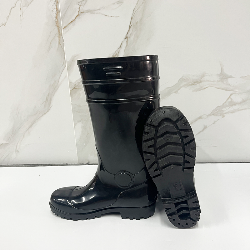 Custom Logo Anti Slip Oil Acid Resistant Safety PVC Knee Boots Steel Toe Puncture Proof Men's Waterproof PVC Safety Rain Boots