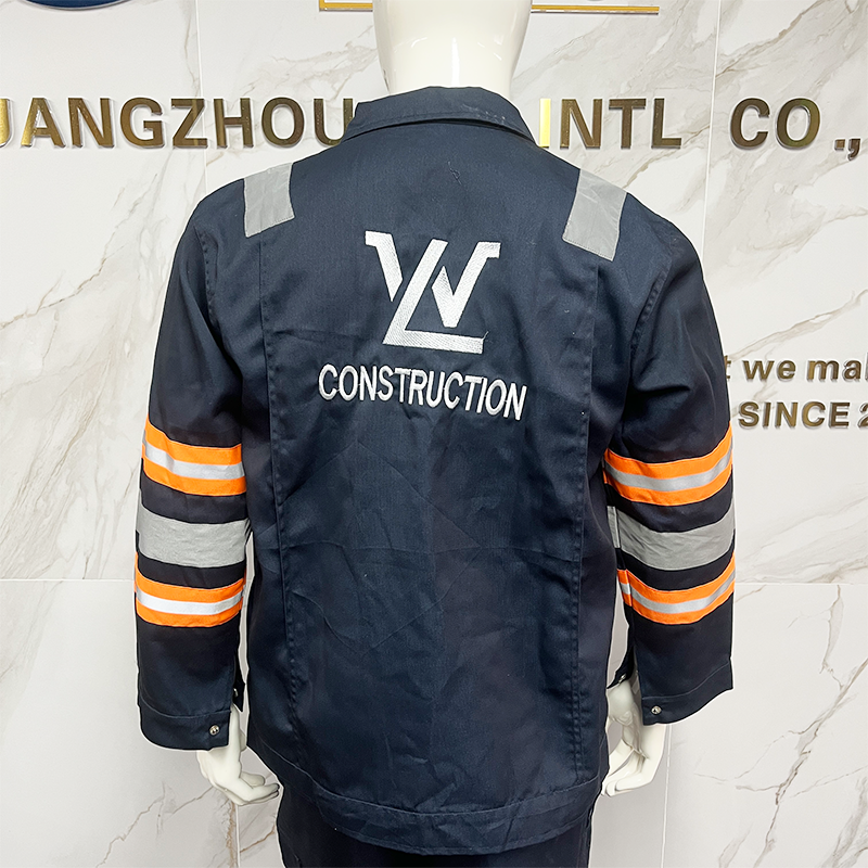 High-Visibility Construction Work Uniform with Reflective Strips Custom Logo Workwear long Sleeve Work Clothes