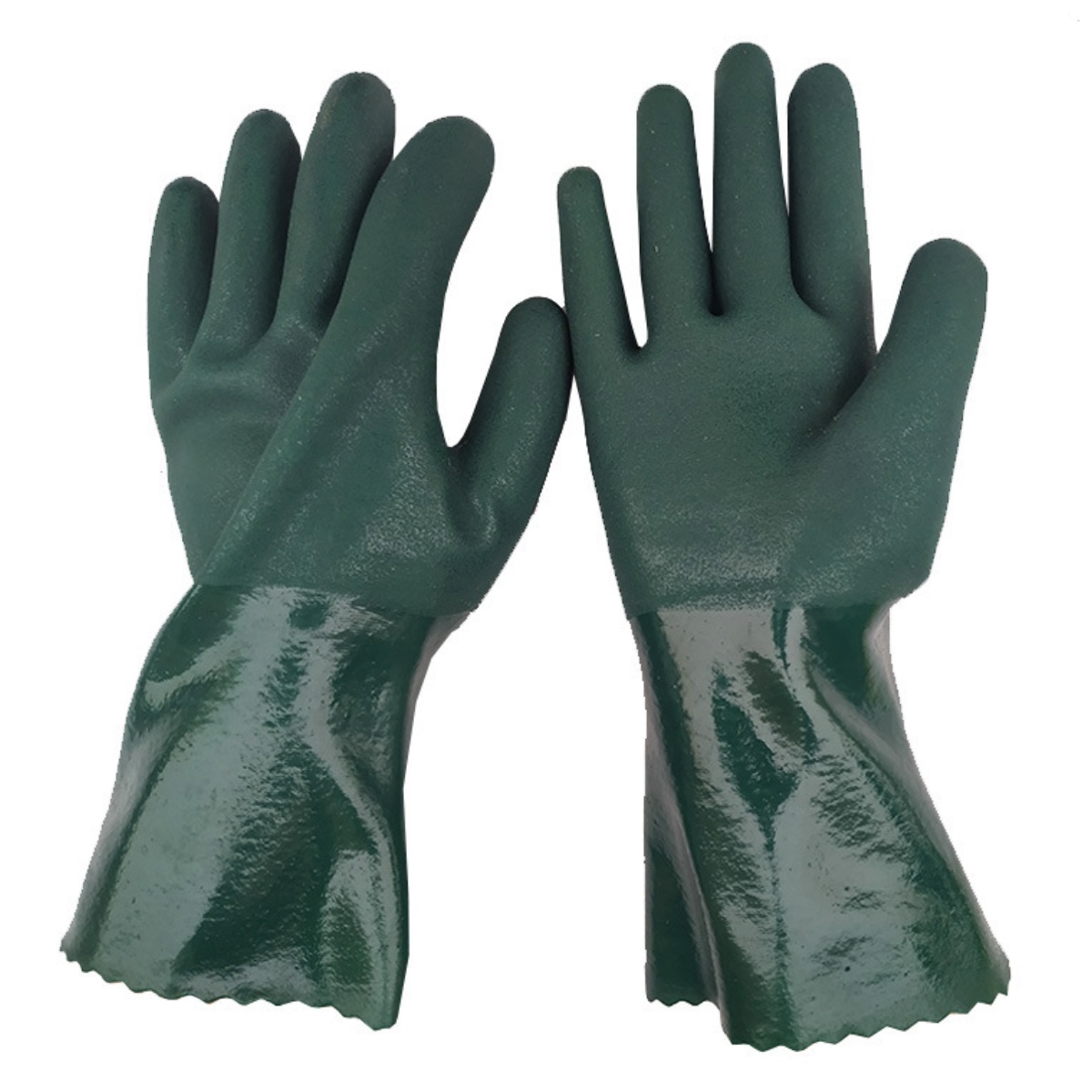 Finishing Waterproof Oil Chemical Resistant Green Industrial PVC Gloves
