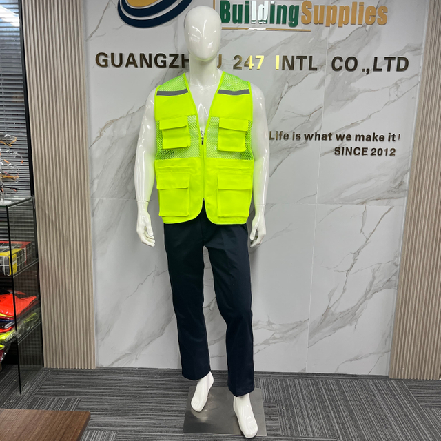 Wholesale Custom Logo High visibility Reflective Multi-Pocket Vest Outdoor Work Safety Vest