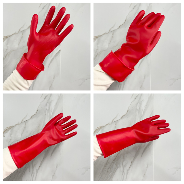 Mixed Color Long Sleeve Work Gloves Rubber Chemical Resistant Safety Latex Gloves