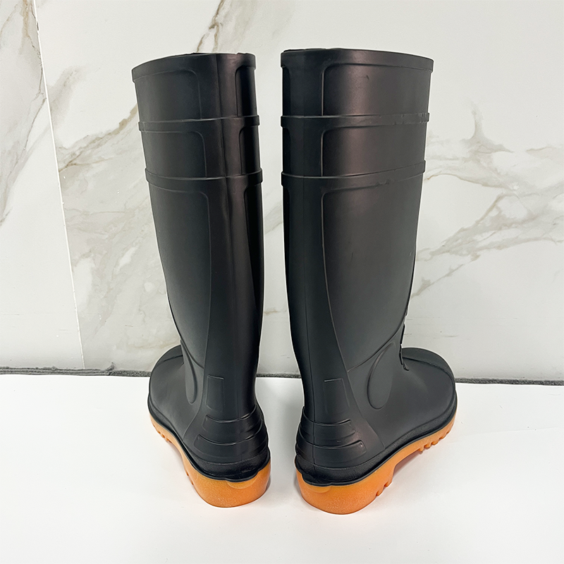 Anti-Slip Black Rubber Work PVC Farm Rain Boot with Ce Certification With Steel Toe Safety Rain Boots