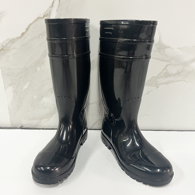 Custom Logo Anti Slip Oil Acid Resistant Safety PVC Knee Boots Steel Toe Puncture Proof Men's Waterproof PVC Safety Rain Boots