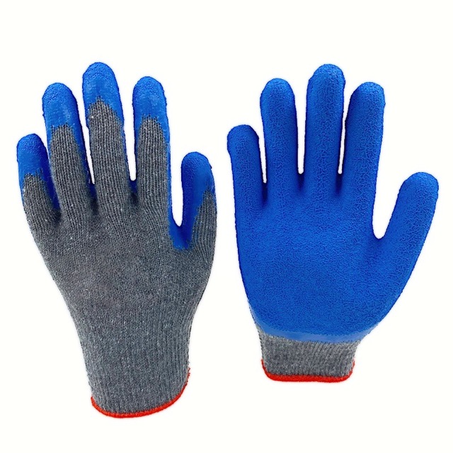 Cotton Thread Latex Crinkle Gloves Wear Resistant Work Gloves