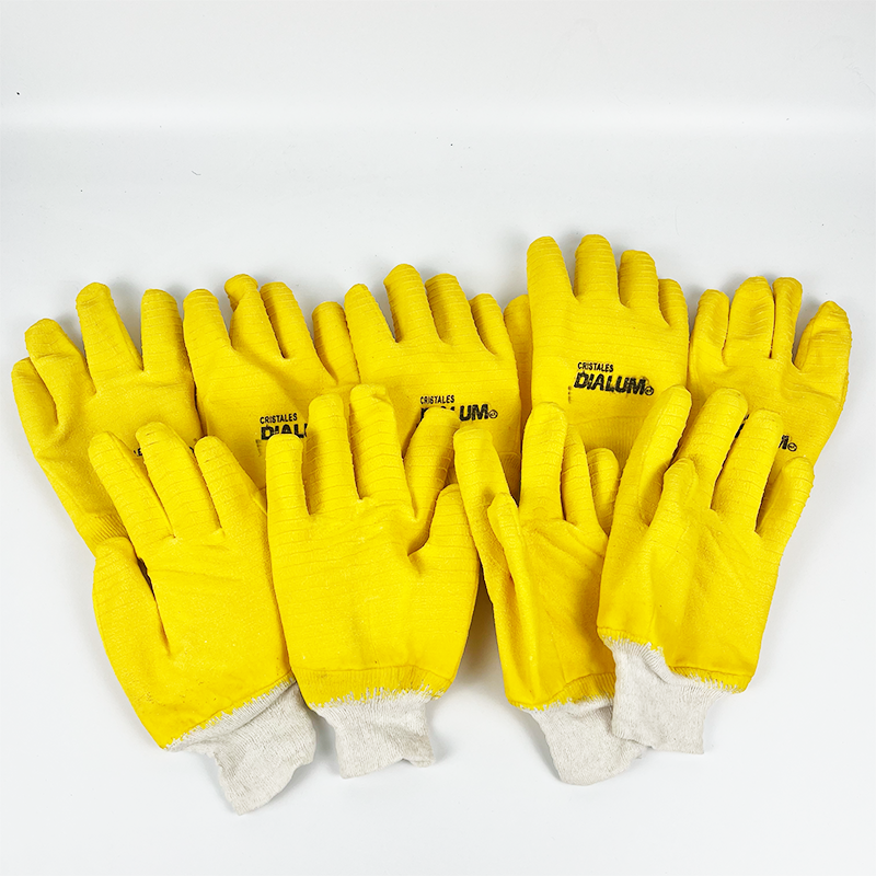 Factory Direct Sales Household Crinkle Latex Coated Interlock Lining Safety Working Oilproof Gloves