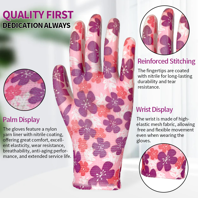 Nitrile Coated Palm Anti-static Color Nylon Woven Gardening Picking Wear protection Safety Work Gloves