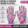 Wholesale Custom Floral Print Breathable Nitrile Gardening Planting Safety Gloves Nylon Weaving Work Gloves