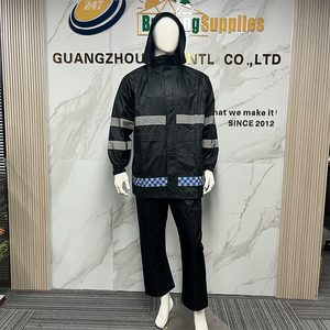 Black PVC Waterproof Men Safety Raincoat Workwear Reflective Safety Raincoat