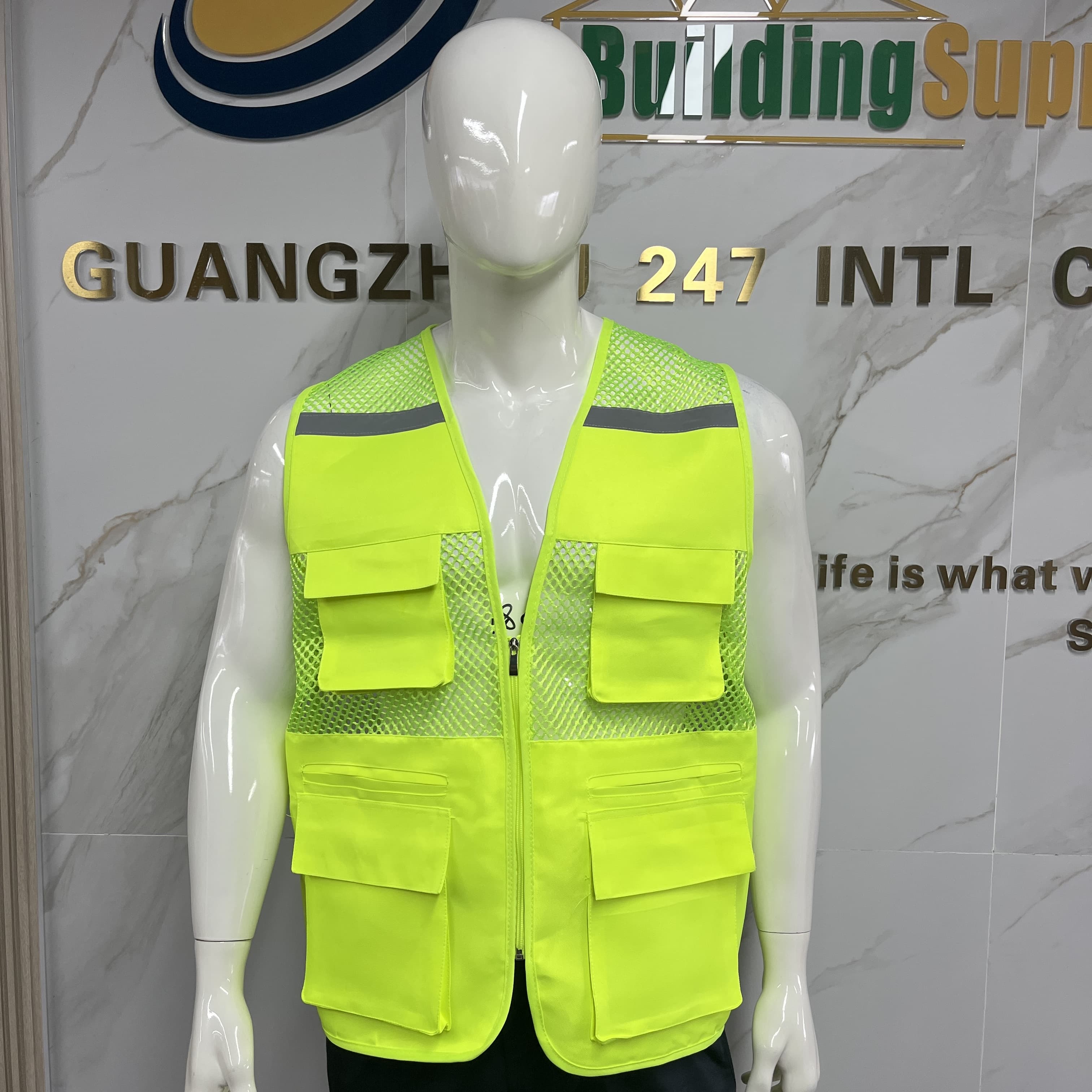 Wholesale Custom Logo High visibility Reflective Multi-Pocket Vest Outdoor Work Safety Vest