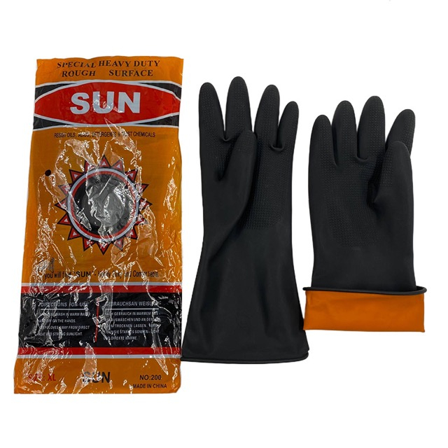 Heavy Duty Safety Gloves Natural Rubber Black Industrial Glove