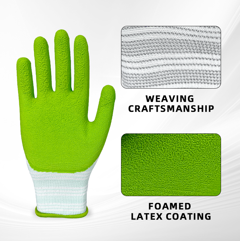 Garden Gloves Green Anti-slip Rubber Safety Glove Wholesale Industrial Protective Garden Working Gloves