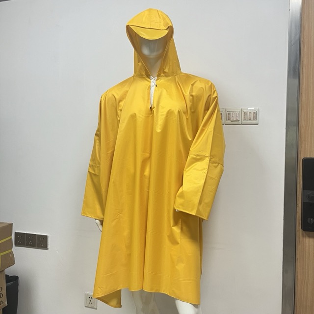 Yellow Adult Polyester Pvc Coated Rain Cape