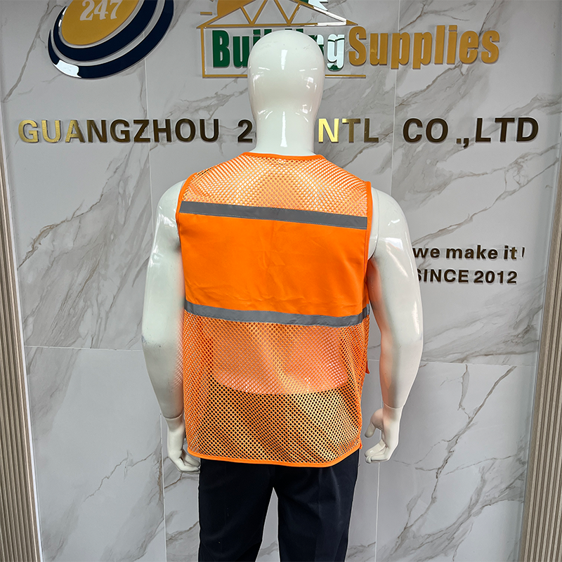 High Visibility Reflective orange Mesh Breathable Construction Safety Vest for Security Personnel
