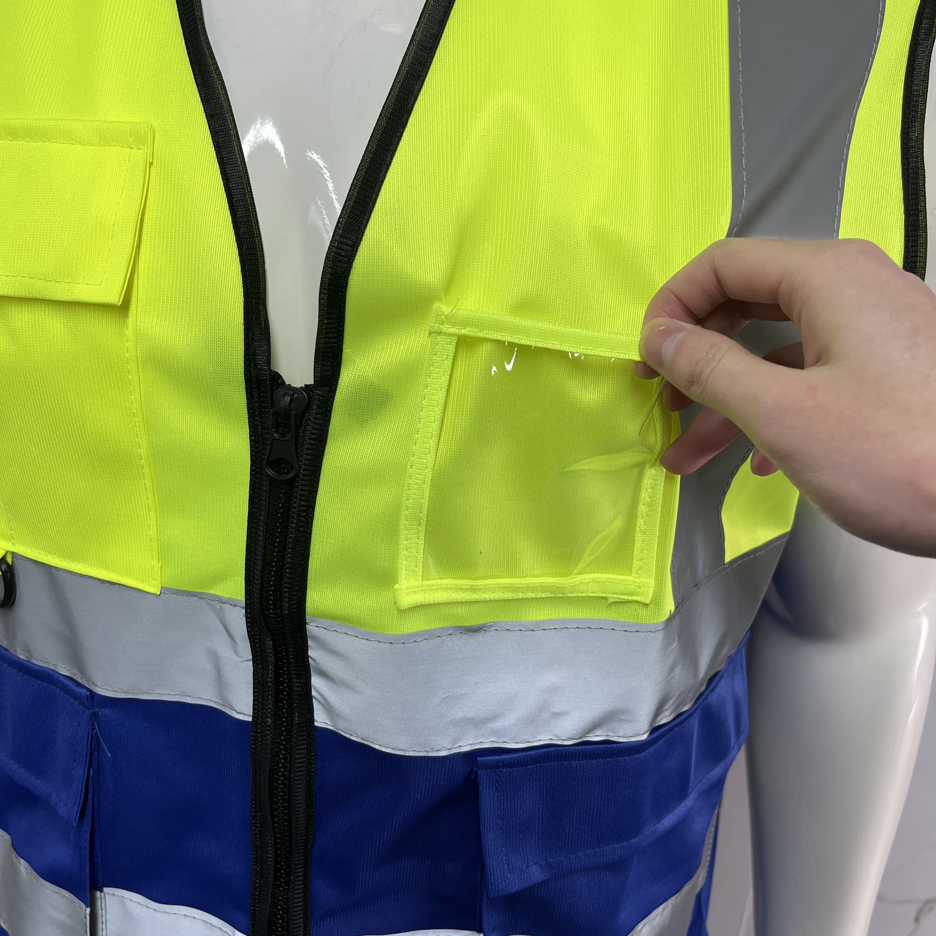 Mesh Breathable Vest with Zipper High Visibility Reflective Safety Vest