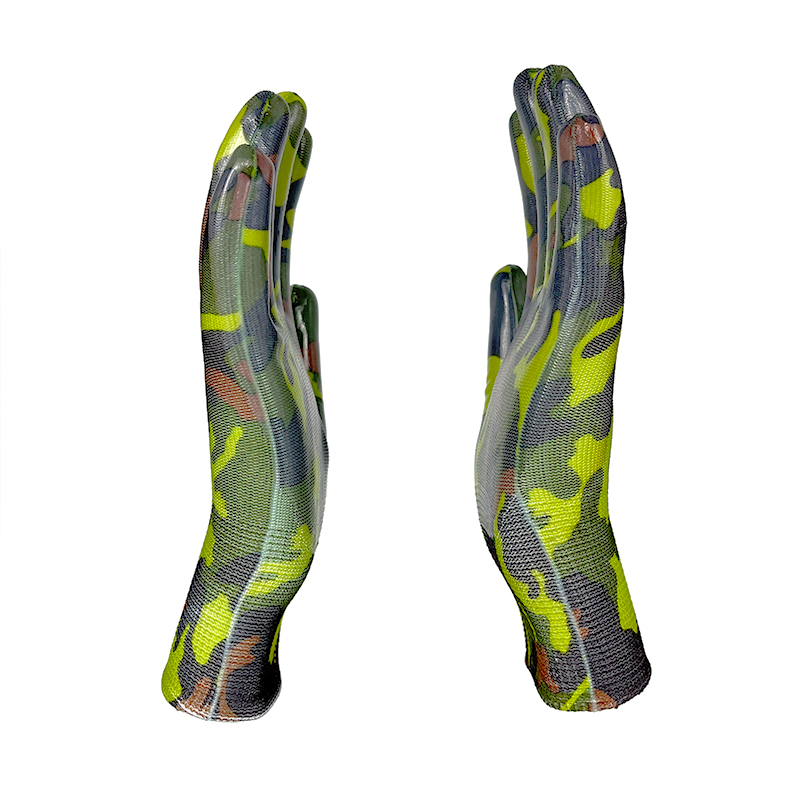Hot Selling Hand Safety Work Gloves Printed Liner Work Nitrile Coated Gloves for Gardening