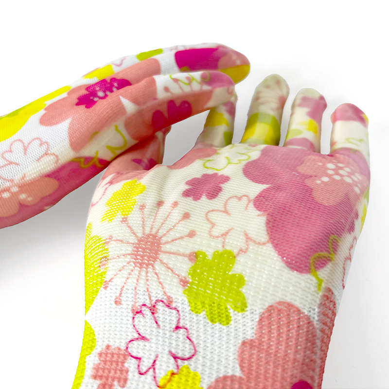 Multicolour Nitrile Coated Gloves Safety Work OEM Nylon Polyester Breathable Safety Gloves