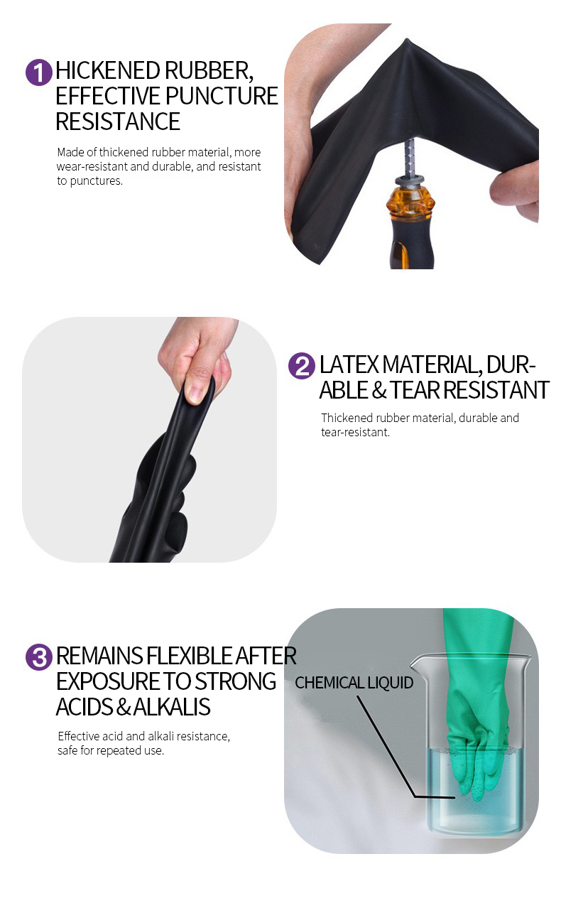 High Quality Resistant Chemical Industrial Latex Gloves Thick Safety Gloves Anti-slip Labor Protection Glove