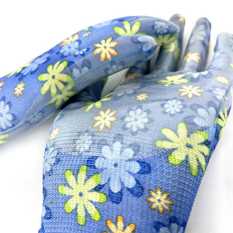 Nitrile Coated Palm Work Nylon Gloves Gardening Work Ladies Breathable Dipped Rubber Safety Gloves