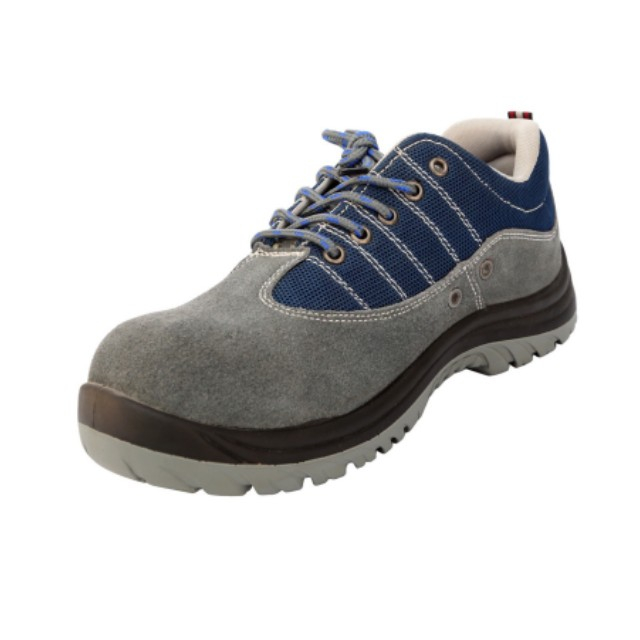 Suede leather and mesh safety shoes