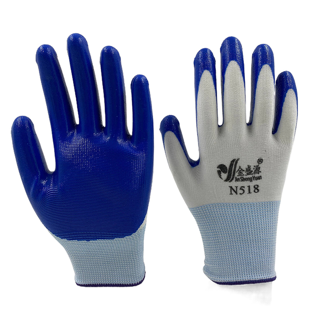 Polyester Lined Red Black Nitrile Palm Oil Coating Labor Protection Industrial Safety Glove