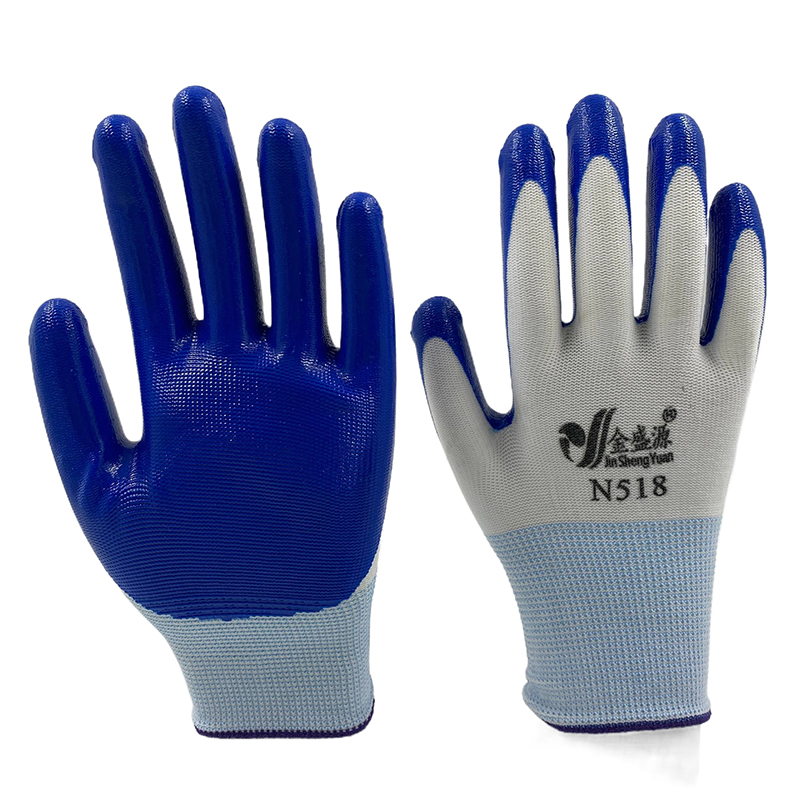 Polyester Lined Red Black Nitrile Palm Oil Coating Labor Protection Industrial Safety Glove