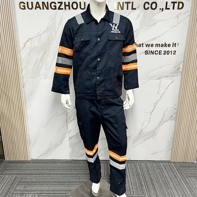 High-Visibility Construction Work Uniform with Reflective Strips Custom Logo Workwear long Sleeve Work Clothes