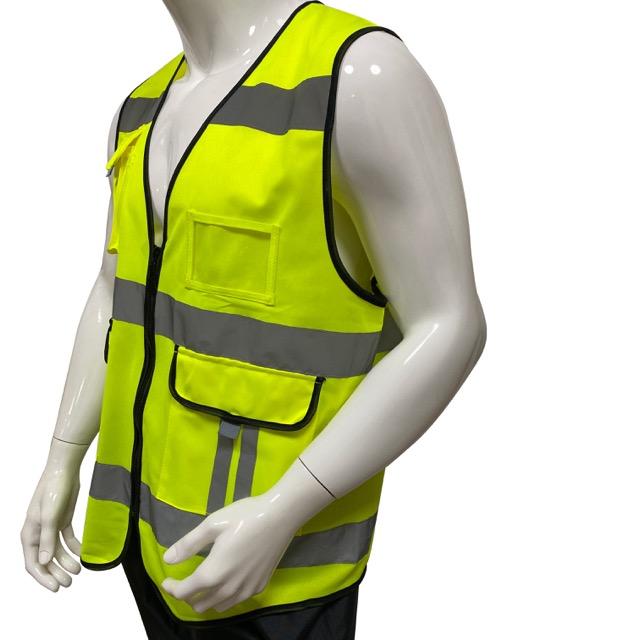 High Visibility Zipper Safety Vest With Reflective Strips