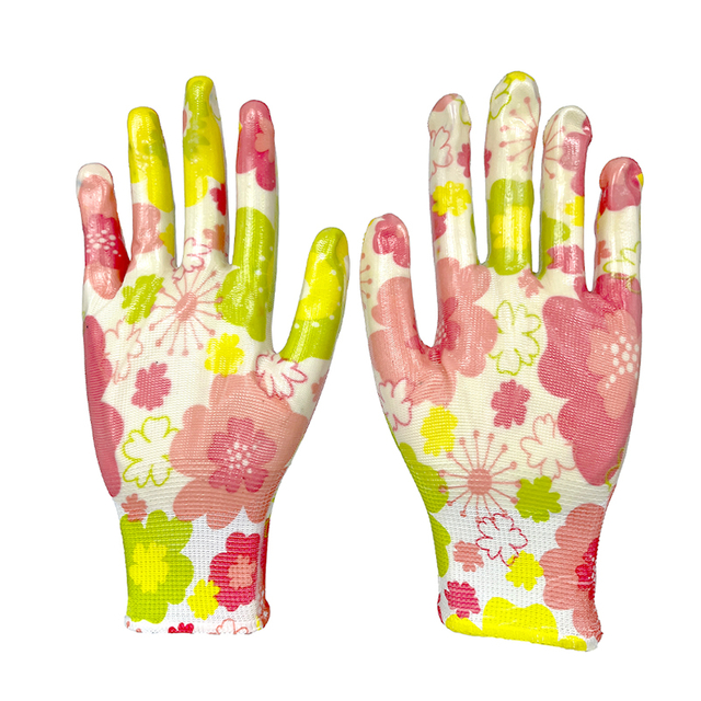 Multicolour Nitrile Coated Gloves Safety Work OEM Nylon Polyester Breathable Safety Gloves