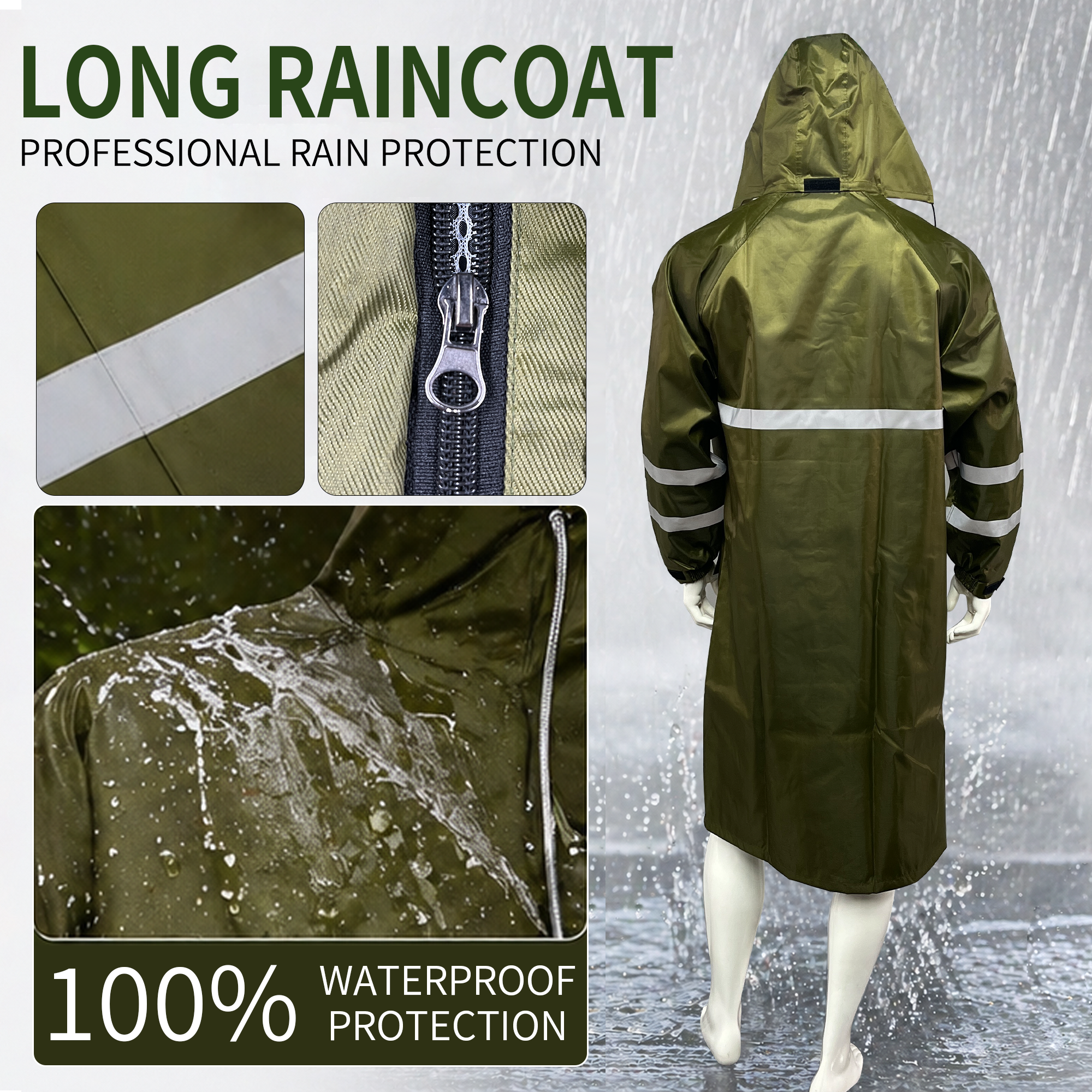 Customized Wholesale Price Reflective Waterproof Construction Raincoat PVC Worker Warning Reflective Safety Raincoat