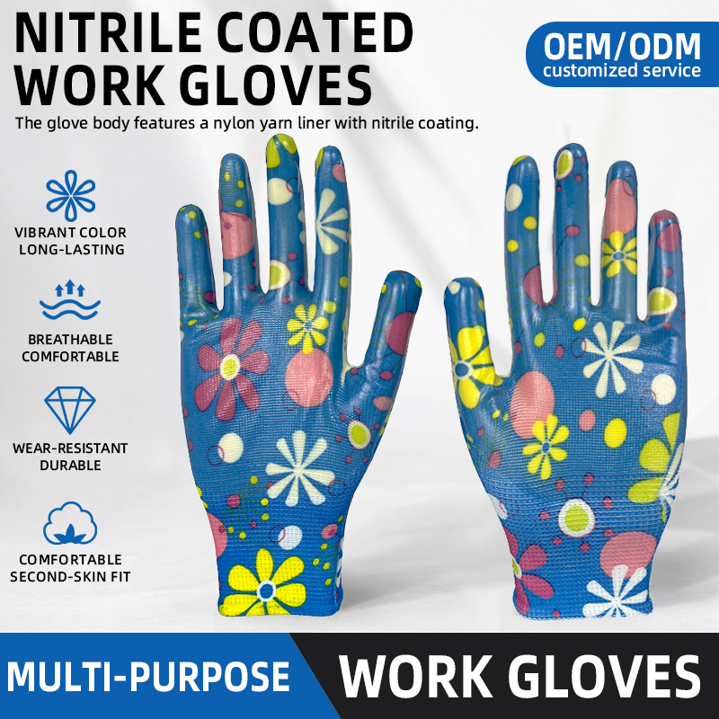 Factory Supply High Quality Nitrile Gloves Female Gloves Garden Protective Safety Gloves