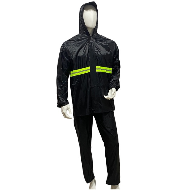 OEM Polyester PVC Coated Reflective Motorcycle Rain Suit Raincoat