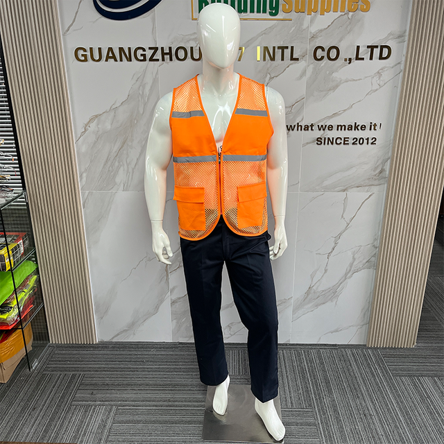 High Visibility Reflective orange Mesh Breathable Construction Safety Vest for Security Personnel