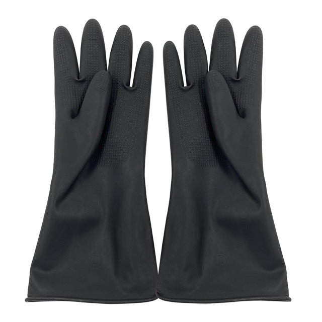 Heavy Duty Safety Gloves Natural Rubber Black Industrial Glove