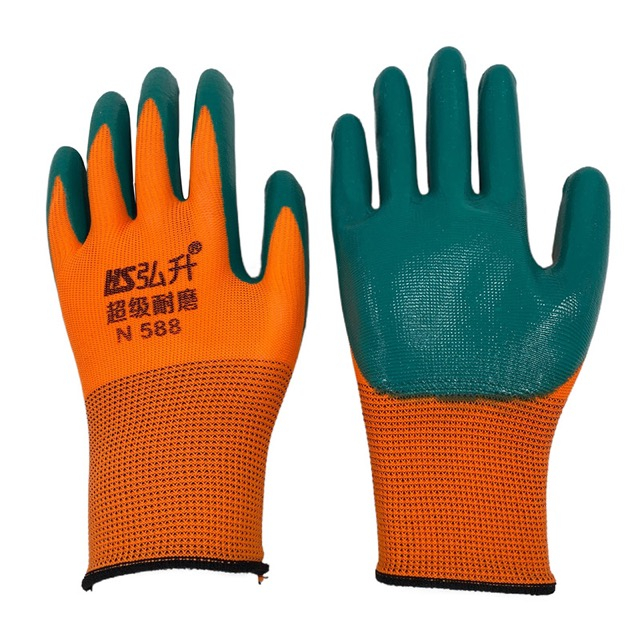 13 Gauges Knitting Liner Nitrile Coated Safety Gloves