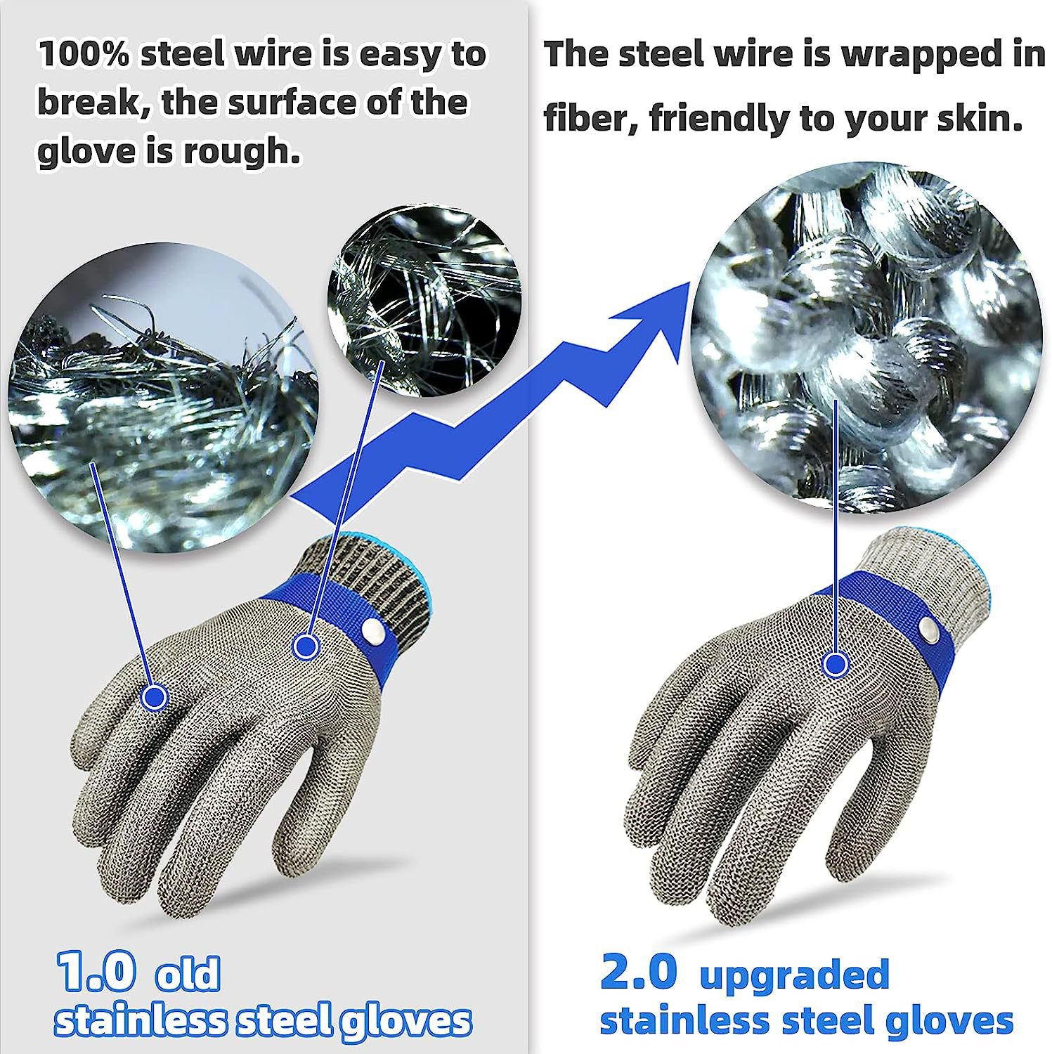 Stainless Steel Mesh Metal Glove Food Grade Kitchen Cooking Butcher Meat Cutting Safety Gloves