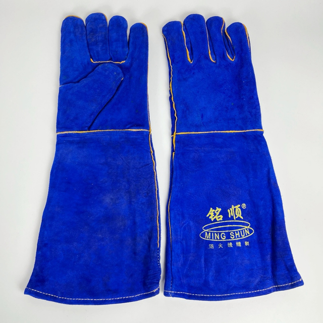 14" Anti Fire Leather Gloves Heat Resistant Welding Leather Work Gloves