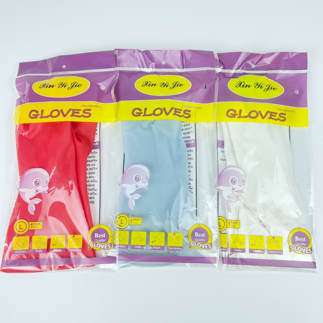 Mixed Color Long Sleeve Work Gloves Rubber Chemical Resistant Safety Latex Gloves