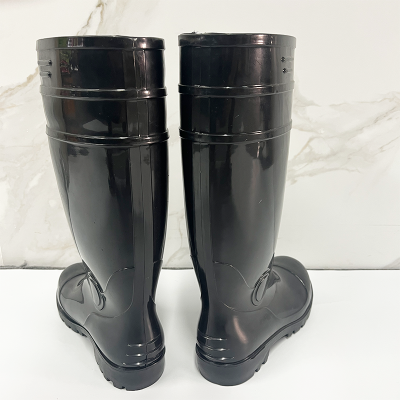 Custom Logo Anti Slip Oil Acid Resistant Safety PVC Knee Boots Steel Toe Puncture Proof Men's Waterproof PVC Safety Rain Boots