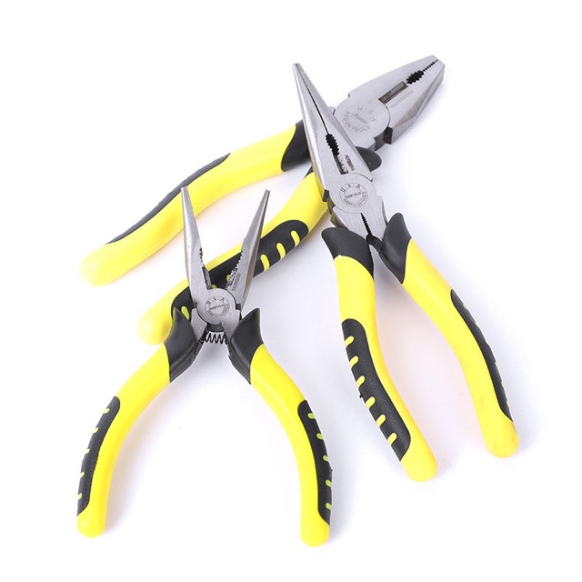 Carbon Steel 6" Combination Long Nose Pliers with Anti-slip Pvc Handle Grip