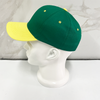 Popular Unisex Green Yellow Two Tones Hat Cotton Embroidery 6 Panel Bump Cap