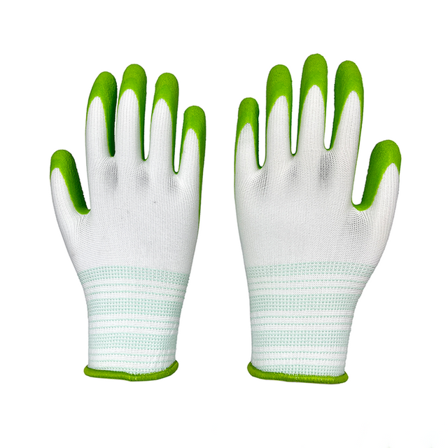 Garden Gloves Green Anti-slip Rubber Safety Glove Wholesale Industrial Protective Garden Working Gloves
