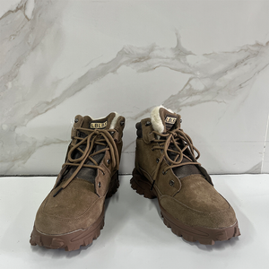 Men's Brown Slip-Resistant Safety Shoes Leather High Safety Steel Toe Slip Resistant Work Shoes