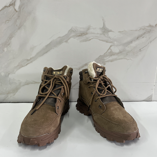 Men's Brown Slip-Resistant Safety Shoes Leather High Safety Steel Toe Slip Resistant Work Shoes