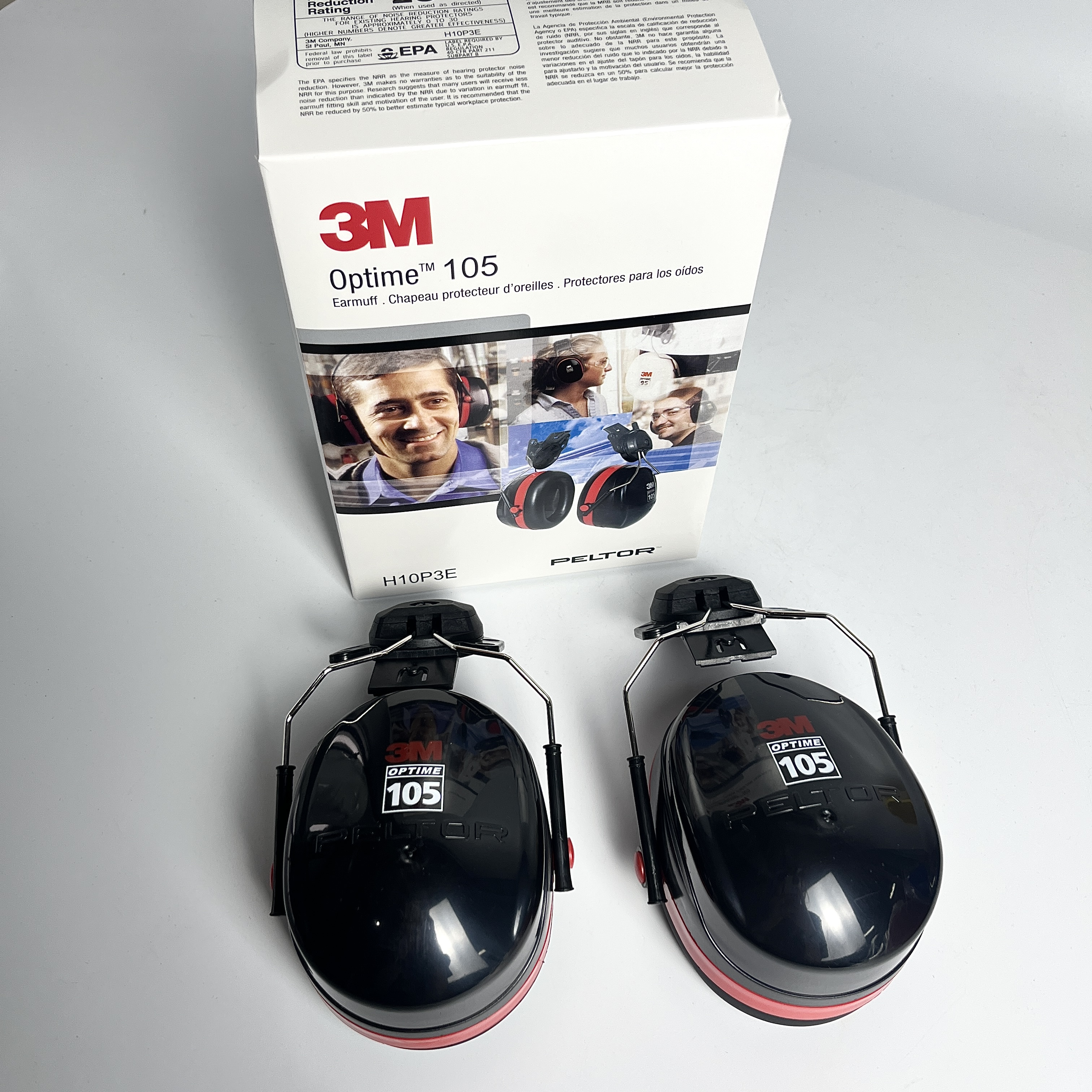 H10P3E Black Construction Industry Hearing Protections ABS Safety Earmuffs for Helmet