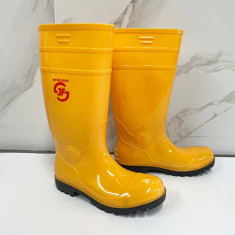 PVC Steel Toe and Steel Sole Waterproof Rain Boots Safety Working Footwear