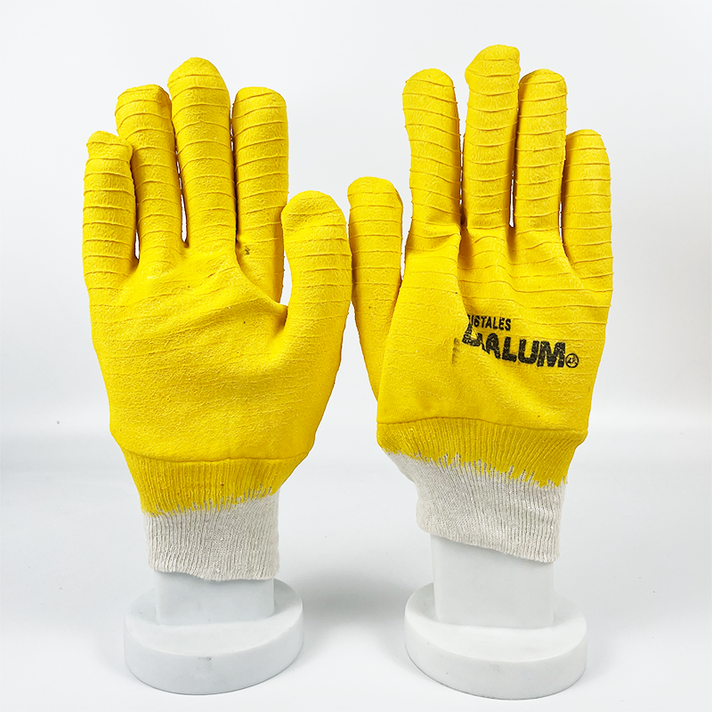 Factory Direct Sales Household Crinkle Latex Coated Interlock Lining Safety Working Oilproof Gloves