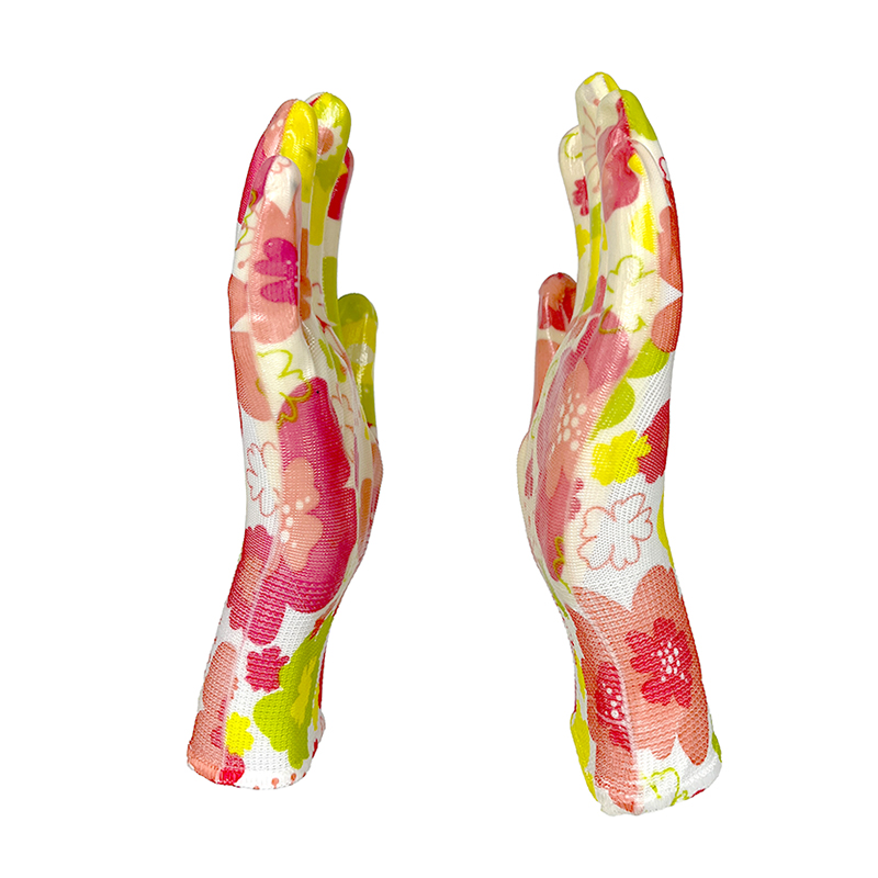 Multicolour Nitrile Coated Gloves Safety Work OEM Nylon Polyester Breathable Safety Gloves